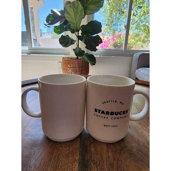 RARE 2x 2018 Starbucks Est 1971 Stackable Coffee Cup Tea Mugs | 14oz - Picture 2 of 6